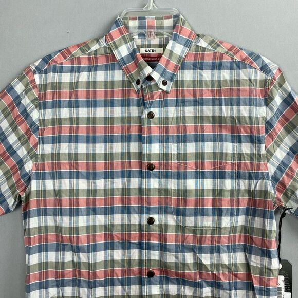 Katin Short Sleeve Plaid Button Down Shirt Size Small - Picture 2 of 7